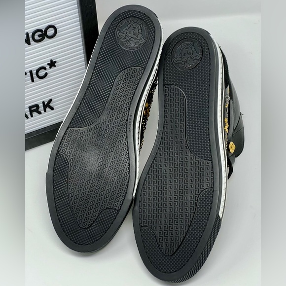 VERSACE STUDDED HIGH-TOP SNEAKERS with GOLD MEDUSA BUCKLE - Picture 7 of 8